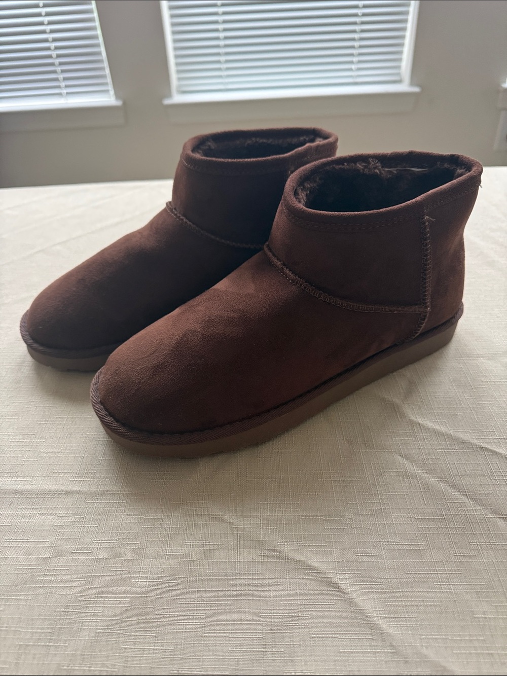 Classic Short Suede Winter Booties - Chocolate Brown (Never Worn)